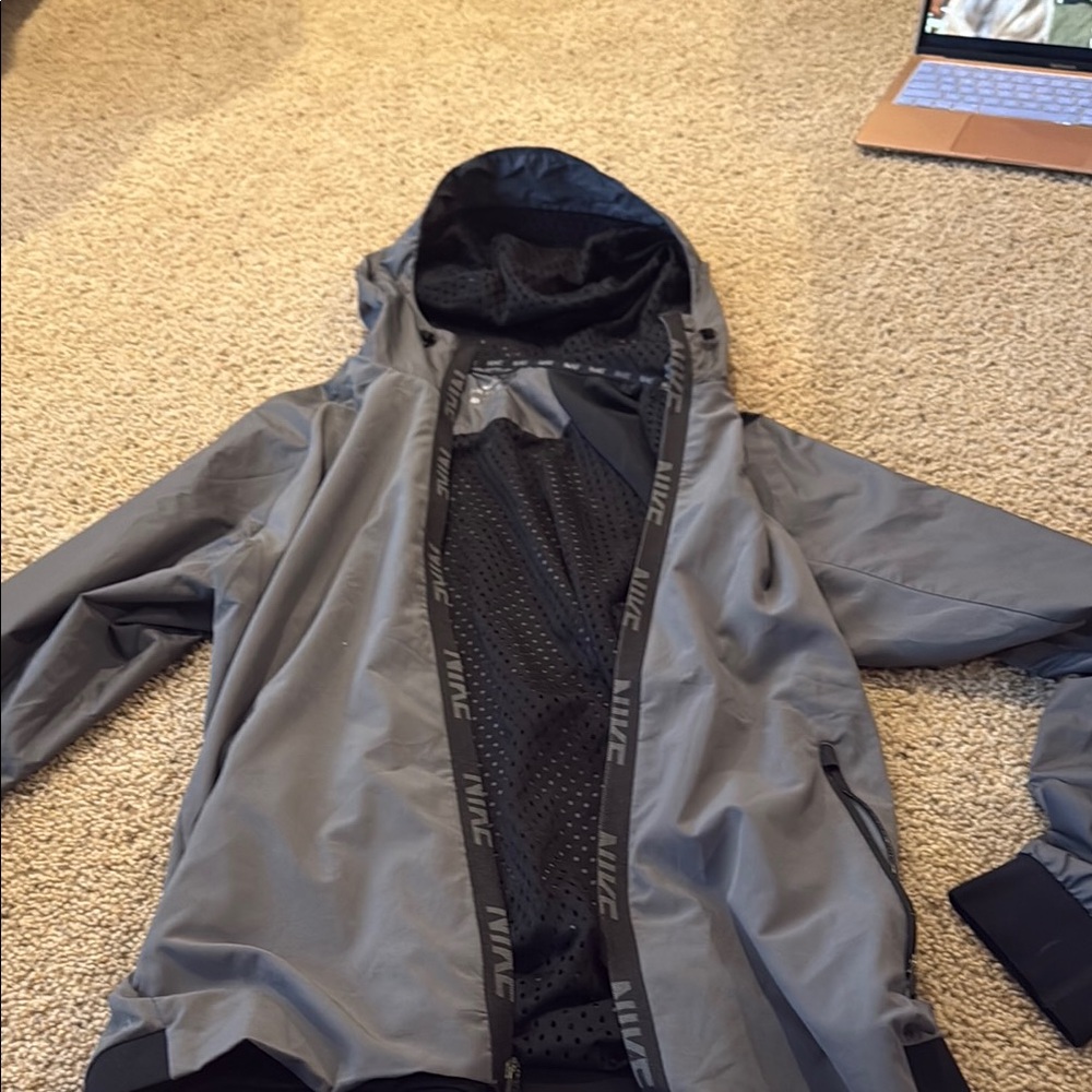 Nike Gray Windbreaker Hooded Jacket